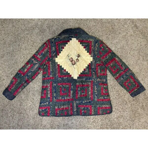 DONNA SHARP Women Quilted Blazer Jacket Paisley Holiday Patchwork Embroidered XL